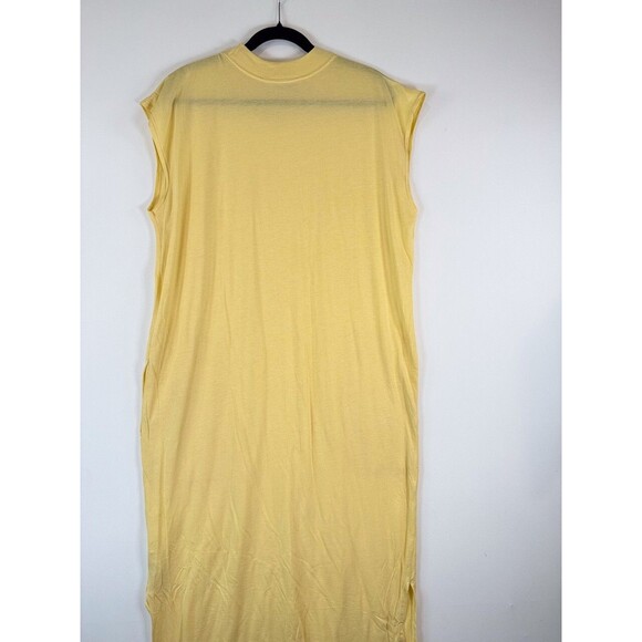 Free People FP Beach Womens Dress Yellow All Day Long Midi T Shirt Slit Medium - Picture 9 of 11